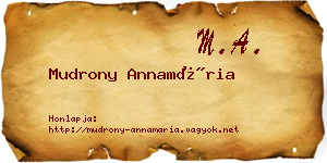 Mudrony Annamária névjegykártya